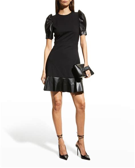 michael kors black ruffle dress|MICHAEL Michael Kors Mesh Mix Ruffle Dress .